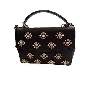 Michael Kors Ava Small Satchel Jewel Saffiano Black Leather Preowned